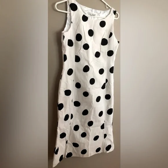 BOCA RATON NEW OLD STK BEACH RESORT WEAR MERONA Black & White Polka Dot Dress 12 - Picture 1 of 1